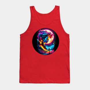 Lunar Embrace: Love Under the Starlit Sky Tank Top